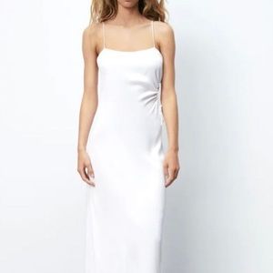 ZARA SILK MIDI DRESS WITH CUTOUT